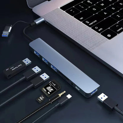 Hub USB / USB-C Techsuit H9 DataBridge, 8in1, Γκρι