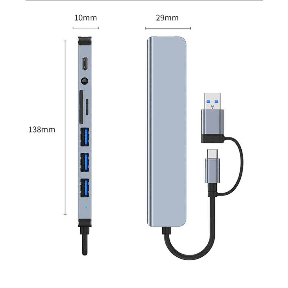 Hub USB / USB-C Techsuit H9 DataBridge, 8in1, Γκρι