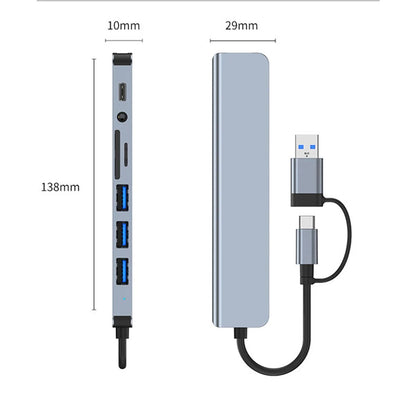 Hub USB / USB-C Techsuit H9 DataBridge, 8in1, Γκρι