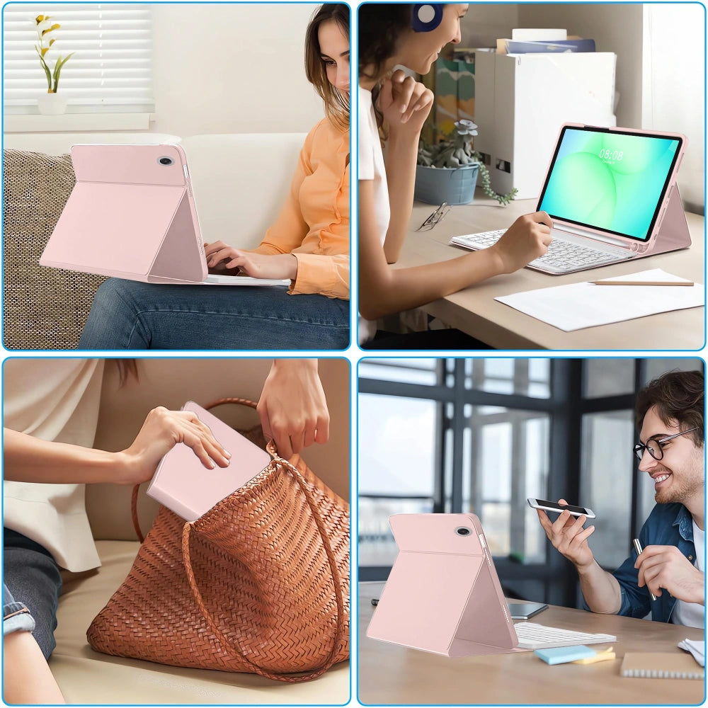 Θήκη με Πληκτρολόγιο για Samsung Galaxy Tab A11+ / Tab A9+, Tech-Protect, SC PEN, Ροζ