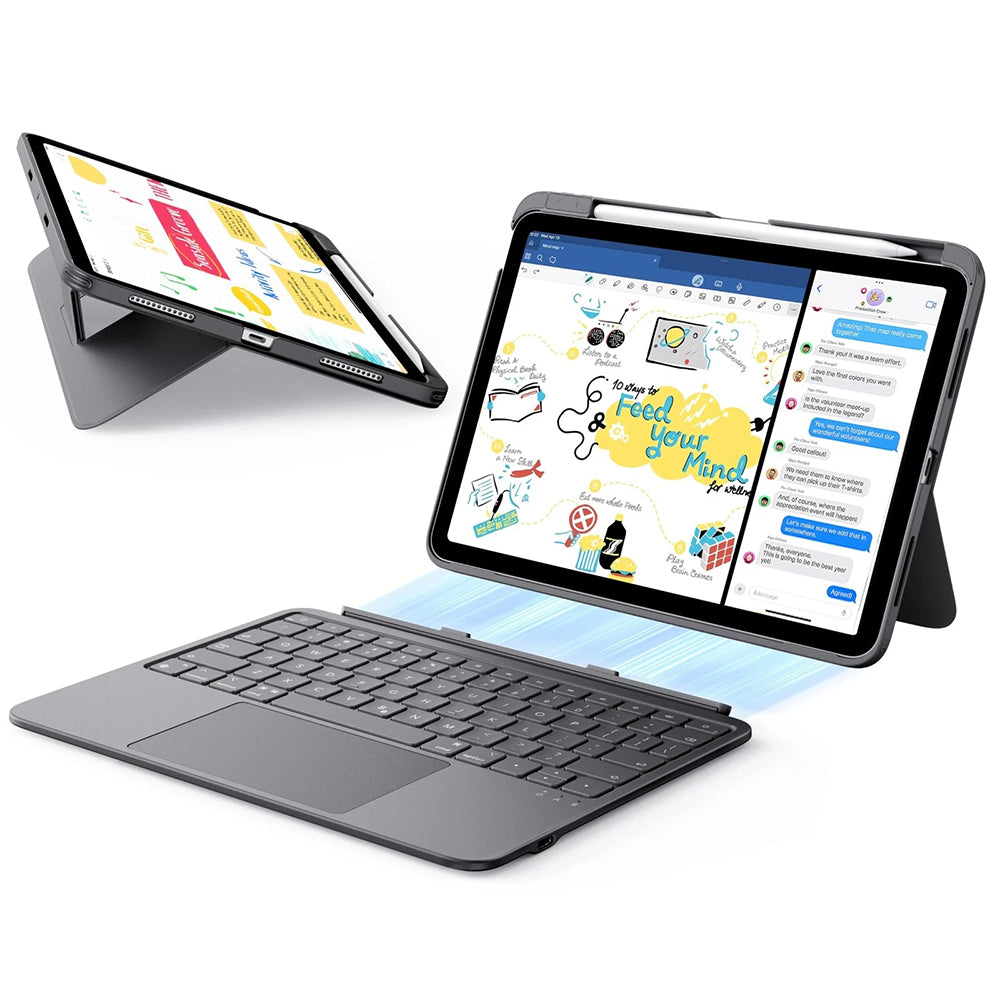 Θήκη με Πληκτρολόγιο για Apple iPad Air 11 (2026) / iPad Air 11 (2025) / Air 11 (2024) / Air (2022) / Air (2020), ESR, Flex, Γκρι