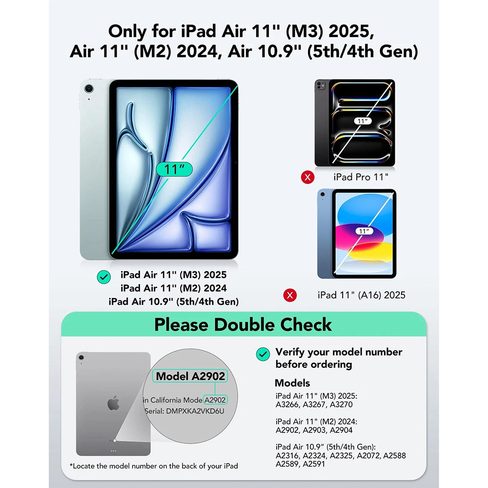 Θήκη με Πληκτρολόγιο για Apple iPad Air 11 (2026) / iPad Air 11 (2025) / Air 11 (2024) / Air (2022) / Air (2020), ESR, Flex, Γκρι