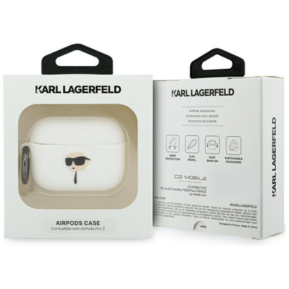 Θήκη Karl Lagerfeld 3D Karl's Head για Apple AirPods Pro 3, Λευκή