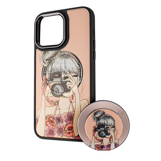 Θήκη MagSafe για Apple iPhone 14 Pro, BOTER, MagPopsocket Photo Girl, Πολύχρωμο