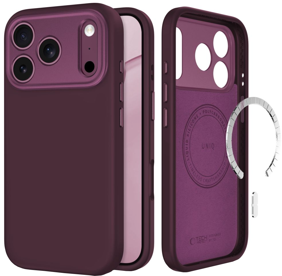 Θήκη MagSafe για Apple iPhone 18 Pro / 17 Pro, Tech-Protect, Uniq CC, Βυσσινί