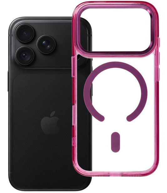 Θήκη MagSafe για Apple iPhone 18 Pro / iPhone 17 Pro, OEM, Frame Clear Hybrid, Βυσσινί