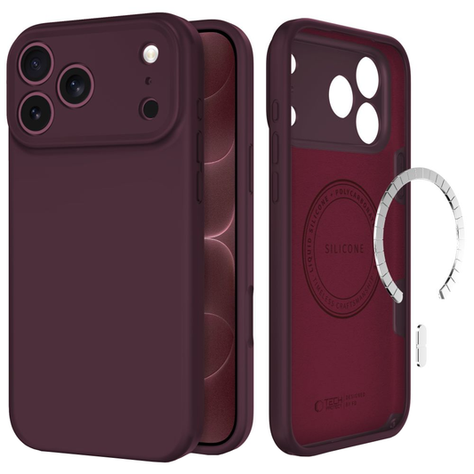 Θήκη MagSafe για Apple iPhone 18 Pro / 17 Pro, Tech-Protect, σιλικόνη, μπορντό