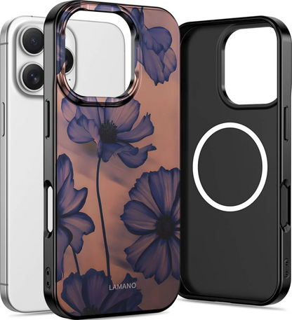 MagSafe Case for Apple iPhone 16 Pro Max, Tech-Protect, Lamano Velvet Night, Black