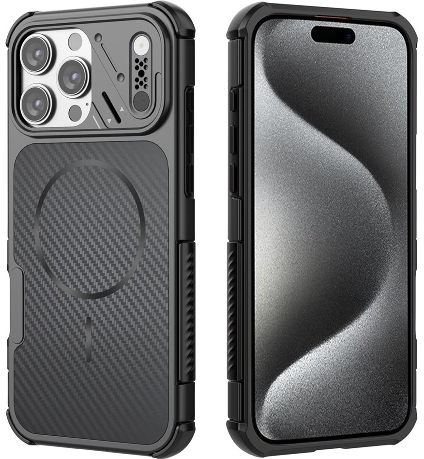 MagSafe Case for Apple iPhone 16 Pro, OEM, Carbon and Corner Protection, Black