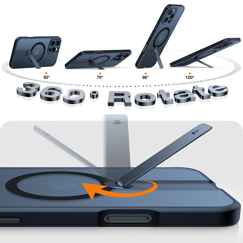 Θήκη MagSafe για Apple iPhone 16 Pro Max, Torras, Pstand Spin, Μαύρη
