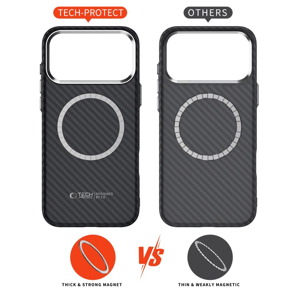 Θήκη MagSafe για Apple iPhone 17 Pro, Tech-Protect, Ion Carbon, Μαύρη
