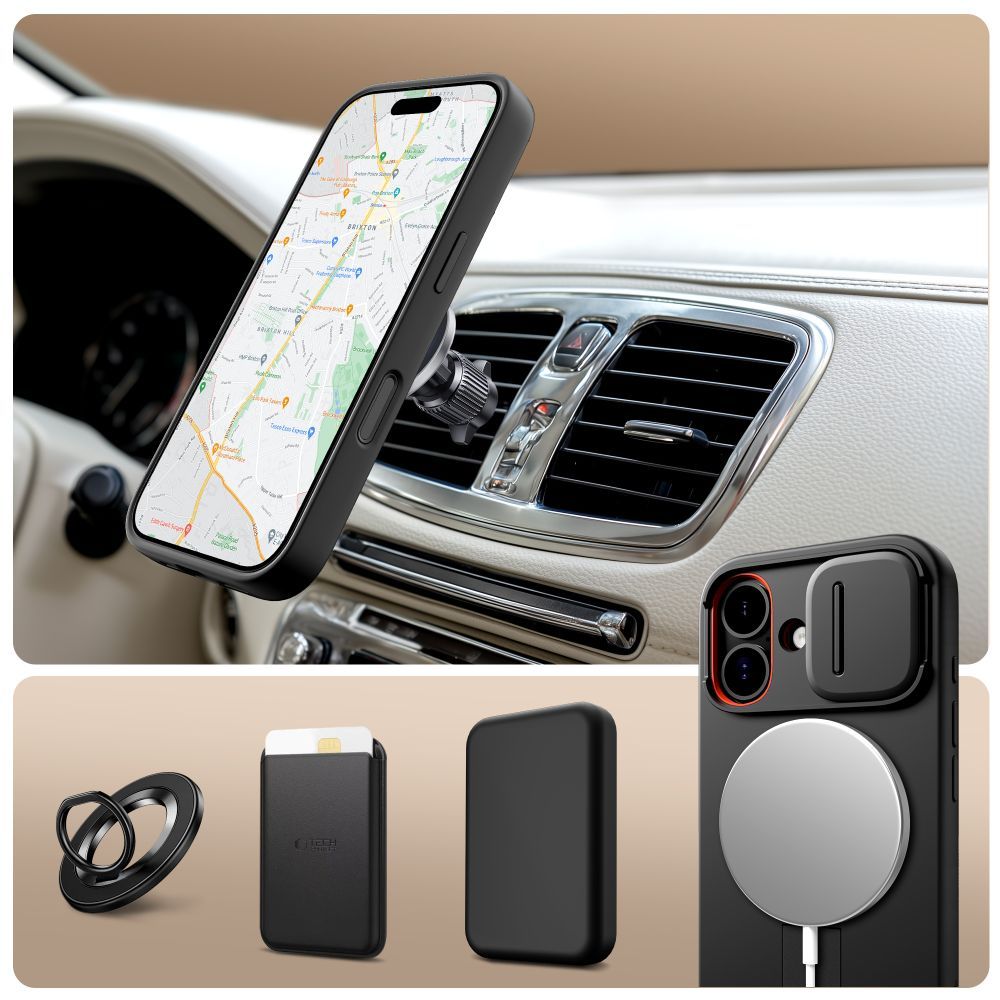 Θήκη MagSafe για Apple iPhone 17, Tech-Protect, Kevlar Aura, Μαύρη
