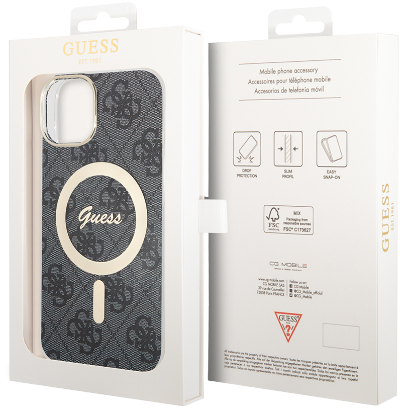 Θήκη MagSafe για Apple iPhone 15, Guess, 4G IML, Μαύρη GUHMP15SH4STK