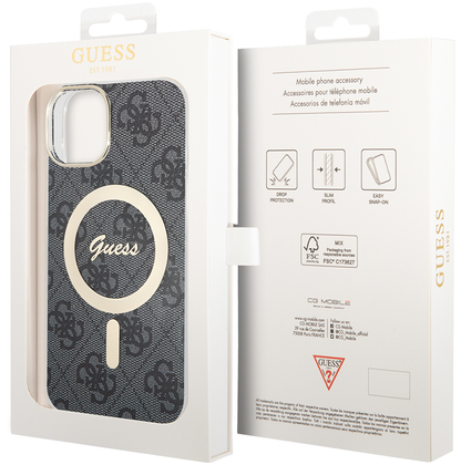 Θήκη MagSafe για Apple iPhone 15, Guess, 4G IML, Μαύρη GUHMP15SH4STK