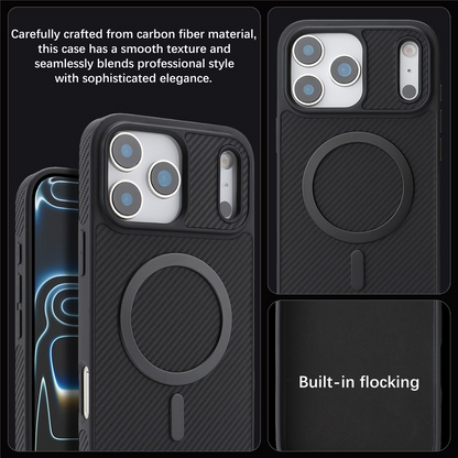 Θήκη MagSafe για Apple iPhone 17 Pro Max, OEM, Carbon Metal Ring, Μαύρο