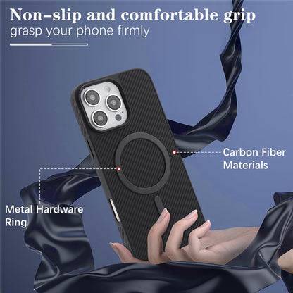 Θήκη MagSafe για Apple iPhone 16 Pro Max, OEM, Carbon Metal Ring, Μαύρο