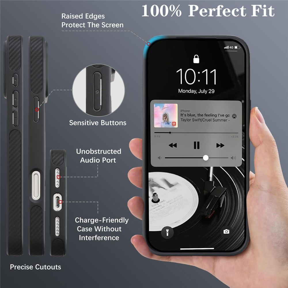 Θήκη MagSafe για Apple iPhone 16 Pro, OEM, Carbon Metal Ring, Μαύρο