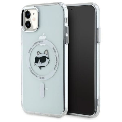 Θήκη MagSafe για Apple iPhone 11, Karl Lagerfeld, IML Metal Choupette's Head, Λευκή