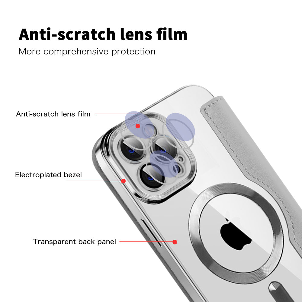 MagSafe Case for Apple iPhone 11 Pro Max, Techsuit, SmartMag Book, Gray