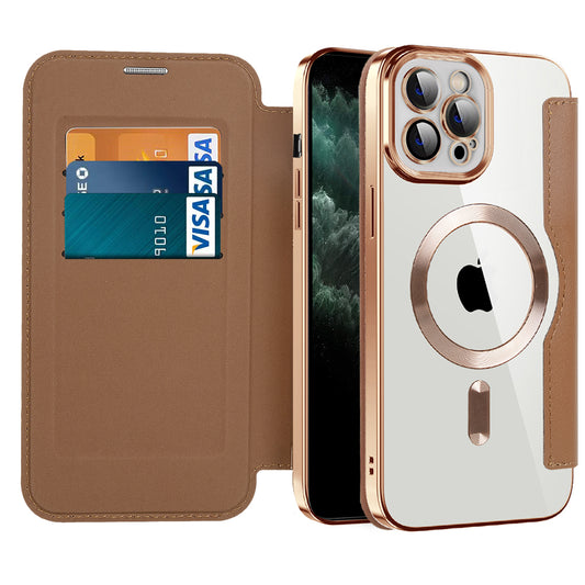Θήκη MagSafe για Apple iPhone 11 Pro Max, Techsuit, SmartMag Book, Καφέ
