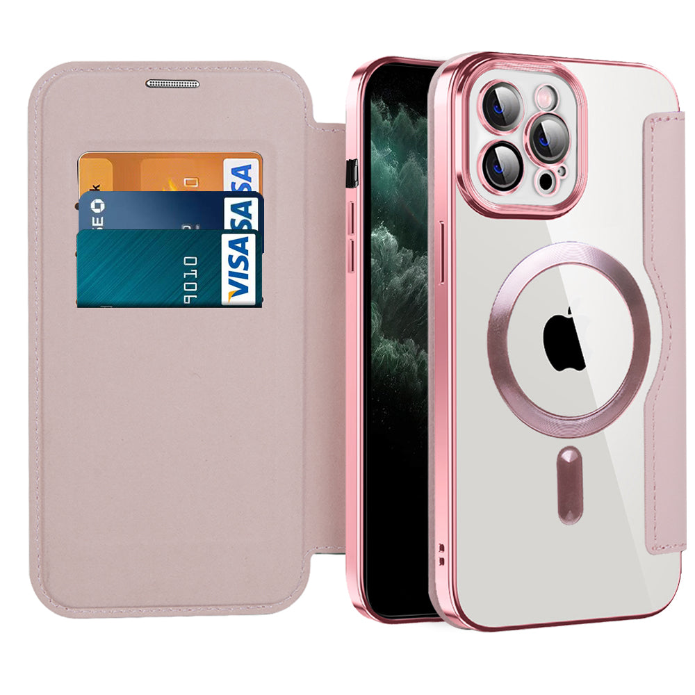 Θήκη MagSafe για Apple iPhone 11 Pro Max, Techsuit, SmartMag Book, Ροζ