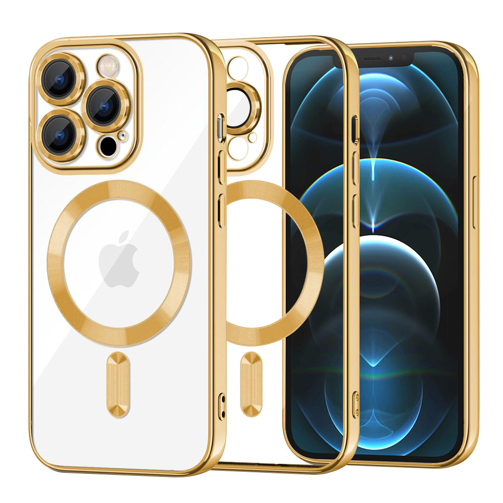 Θήκη MagSafe για Apple iPhone 12 Pro Max, Techsuit, Luxury Crystal, Χρυσή