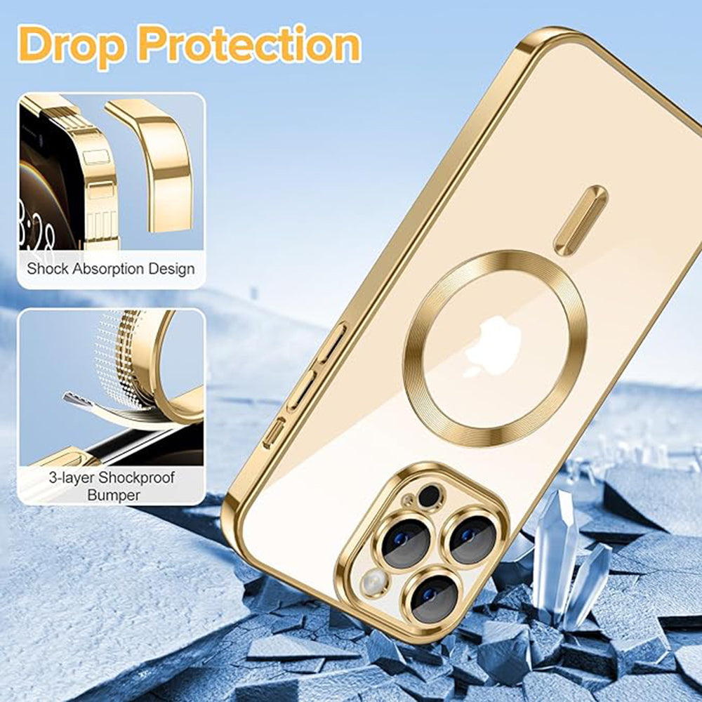 Θήκη MagSafe για Apple iPhone 12 Pro Max, Techsuit, Luxury Crystal, Χρυσή