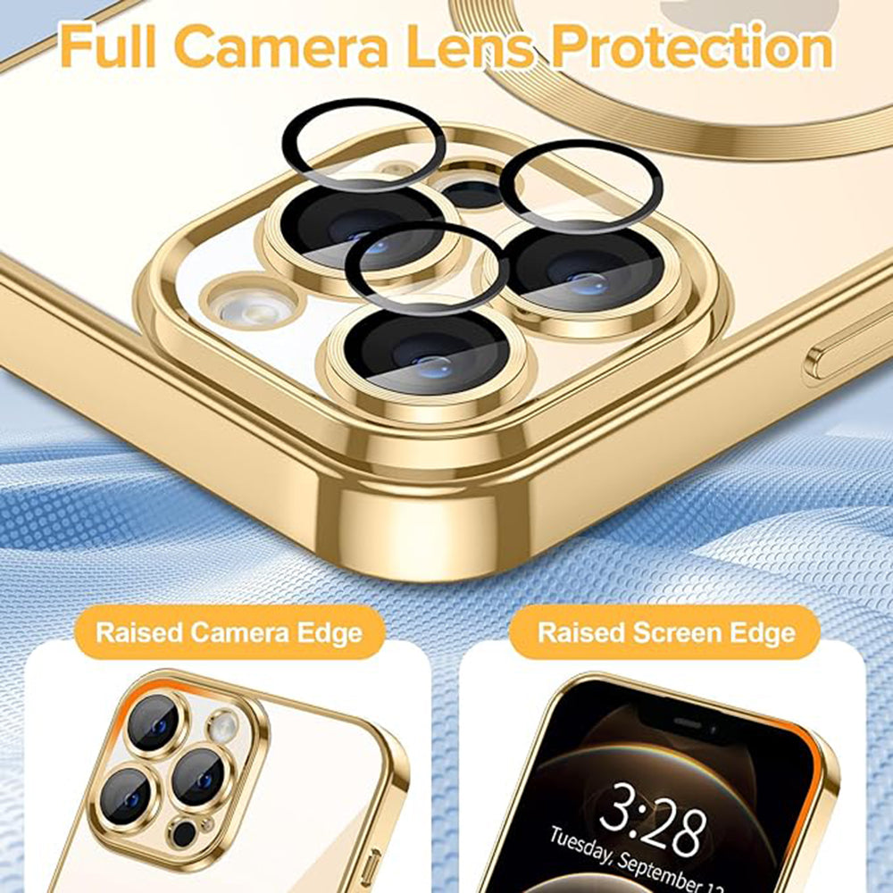 Θήκη MagSafe για Apple iPhone 12 Pro Max, Techsuit, Luxury Crystal, Χρυσή