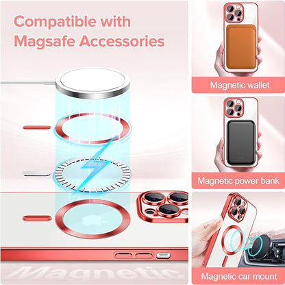 Θήκη MagSafe για Apple iPhone 12 Pro Max, Techsuit, Luxury Crystal, Κόκκινη