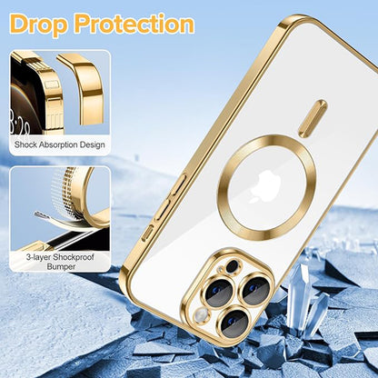 MagSafe Case for Apple iPhone 12 Pro, Techsuit, Luxury Crystal, Gold