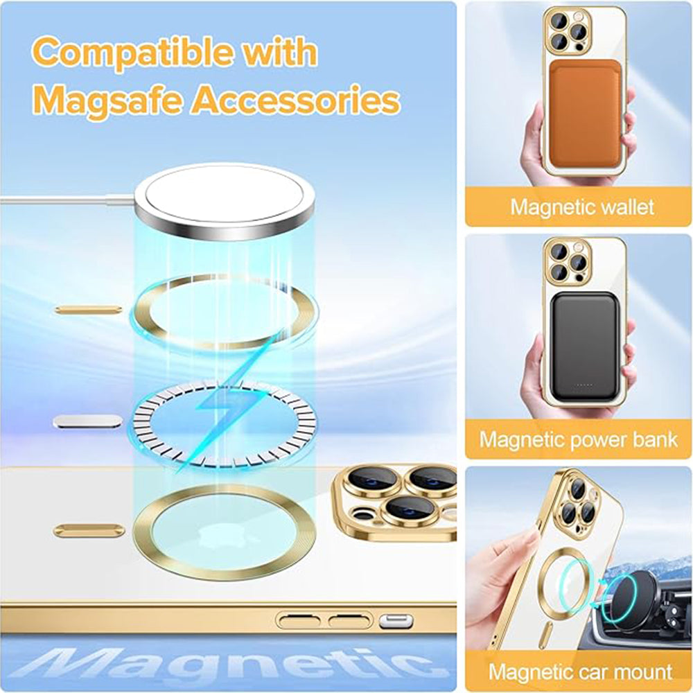 MagSafe Case for Apple iPhone 12 Pro, Techsuit, Luxury Crystal, Gold