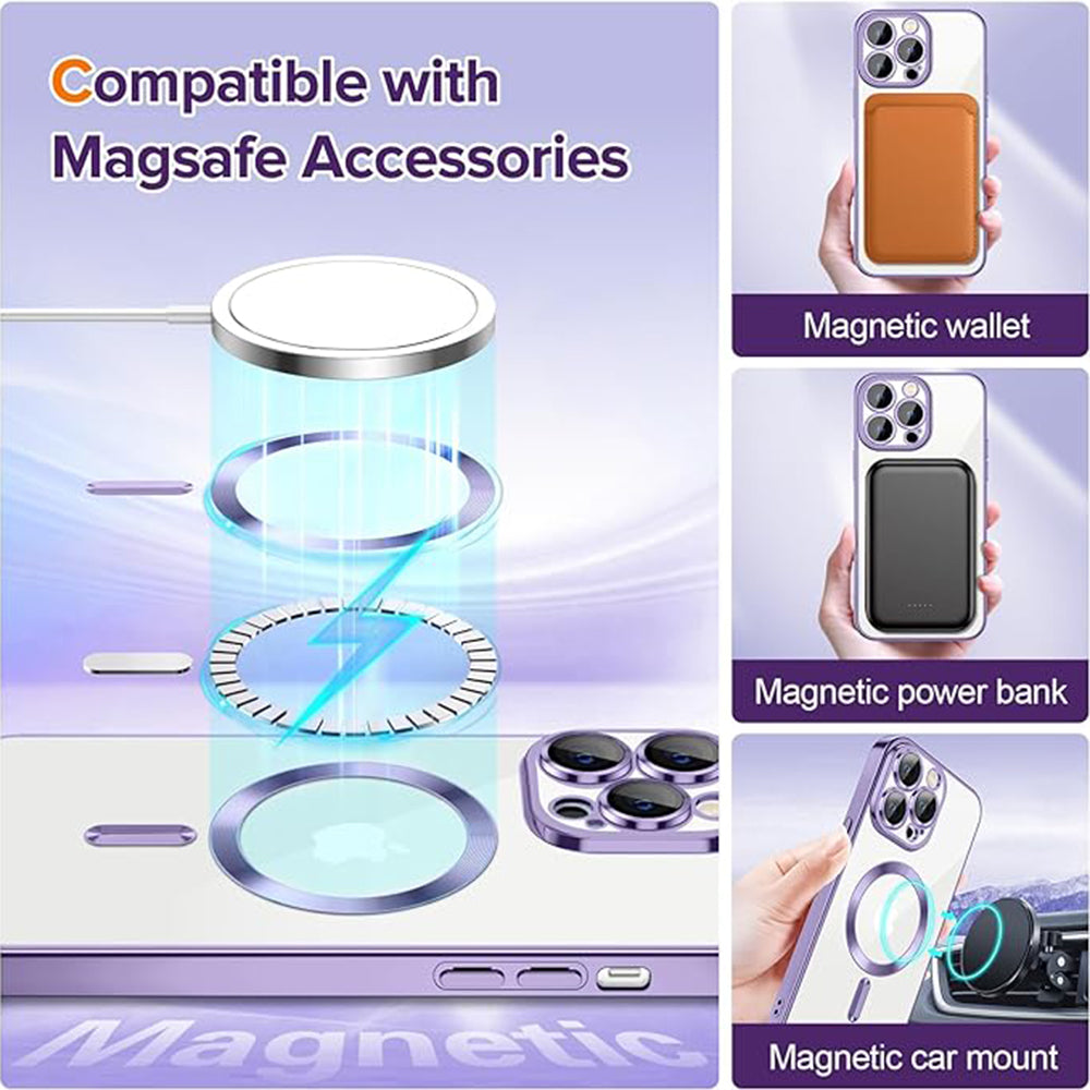 Θήκη MagSafe για Apple iPhone 12 Pro, Techsuit, Luxury Crystal, Ανοιχτό Μωβ