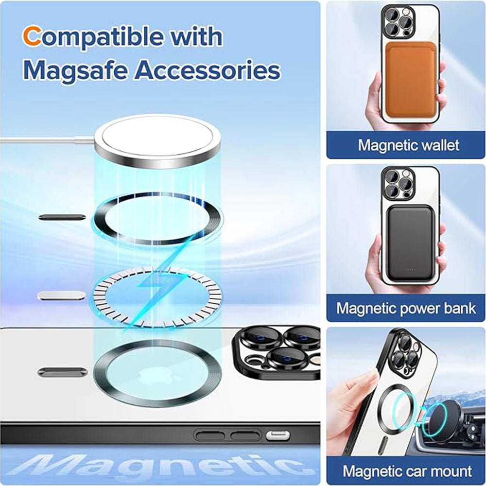 MagSafe Case for Apple iPhone 12 Pro, Techsuit, Luxury Crystal, Black