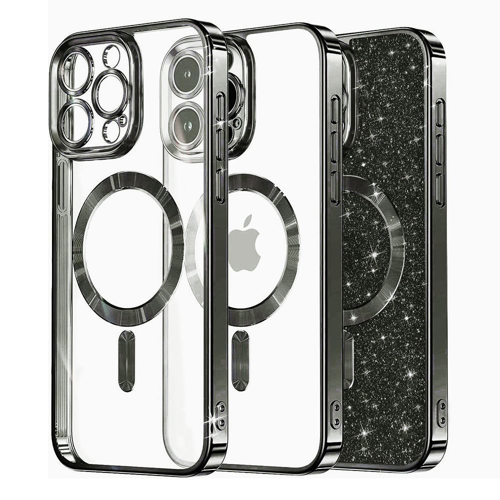 MagSafe Case for Apple iPhone 12 Pro, Techsuit, Luxury Glitter, Black