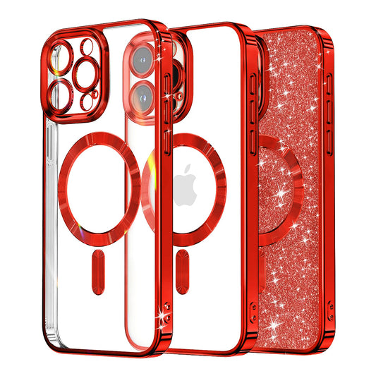 Θήκη MagSafe για Apple iPhone 12 Pro, Techsuit, Luxury Glitter, Κόκκινη