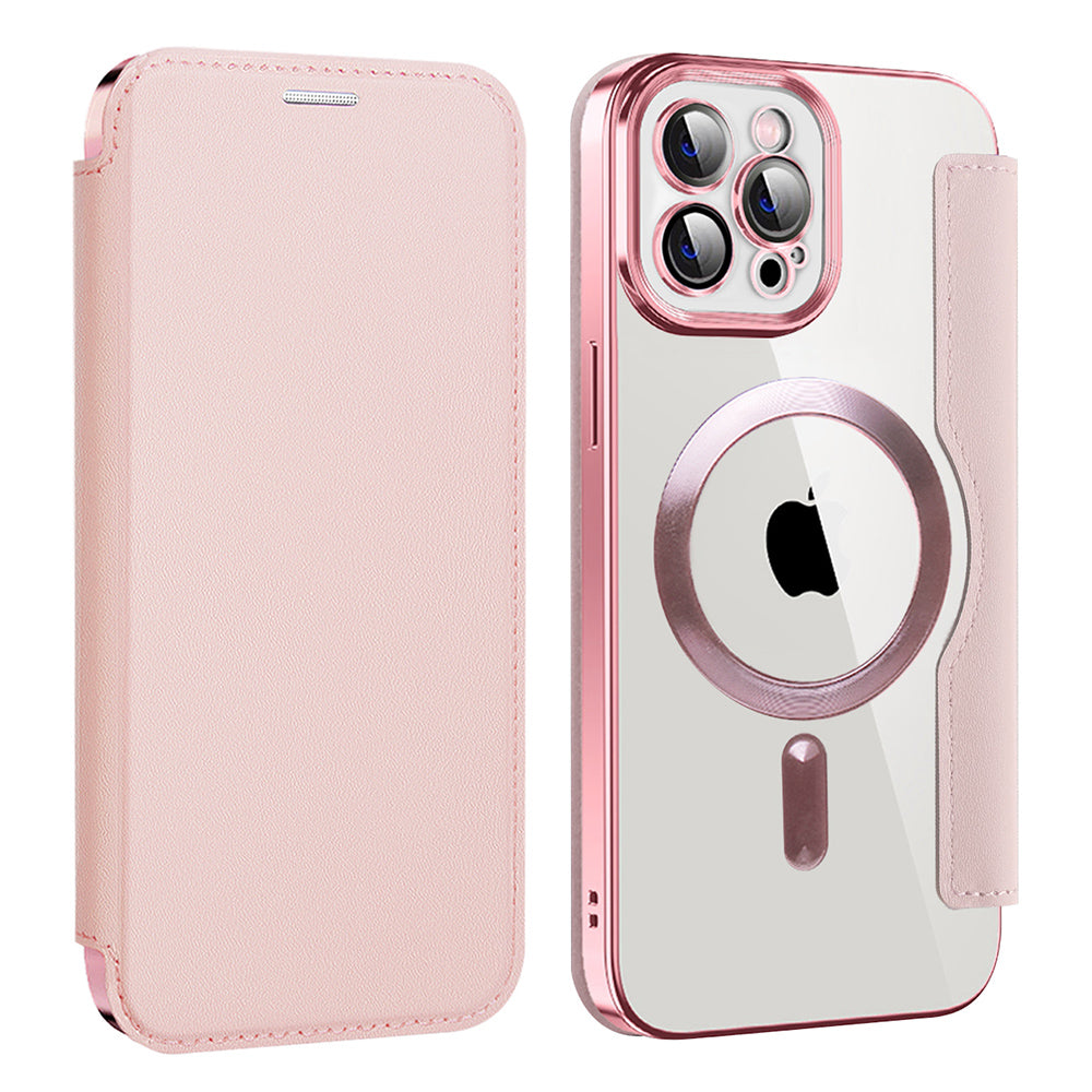 Θήκη MagSafe για Apple iPhone 12 Pro, Techsuit, SmartMag Book, Ροζ