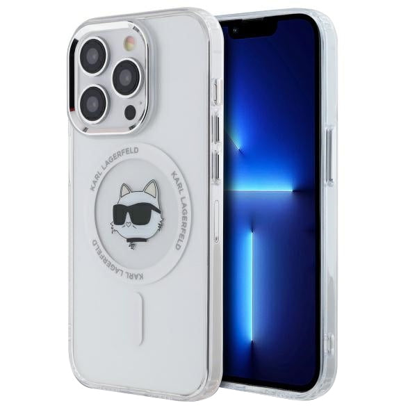 Θήκη MagSafe για Apple iPhone 13 Pro Max, Karl Lagerfeld, IML Metal Choupette's Head, Λευκή.