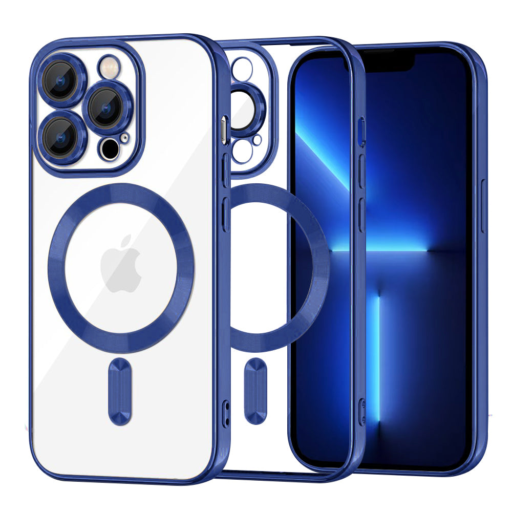 Θήκη MagSafe για Apple iPhone 13 Pro Max, Techsuit, Luxury Crystal, Σκούρο Μπλε