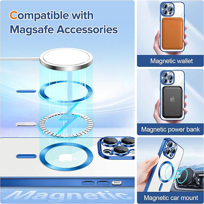 Θήκη MagSafe για Apple iPhone 13 Pro Max, Techsuit, Luxury Crystal, Σκούρο Μπλε