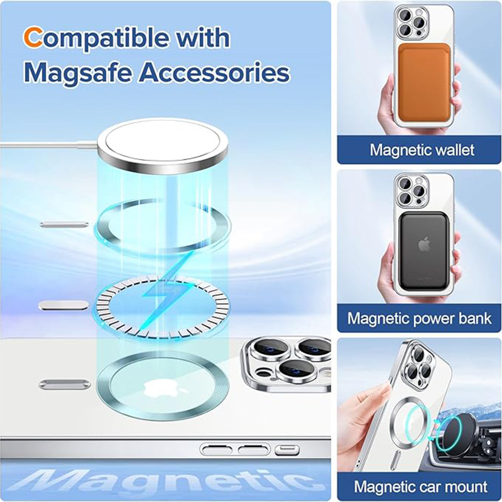 Θήκη MagSafe για Apple iPhone 13 Pro Max, Techsuit, Luxury Crystal, Ασημί