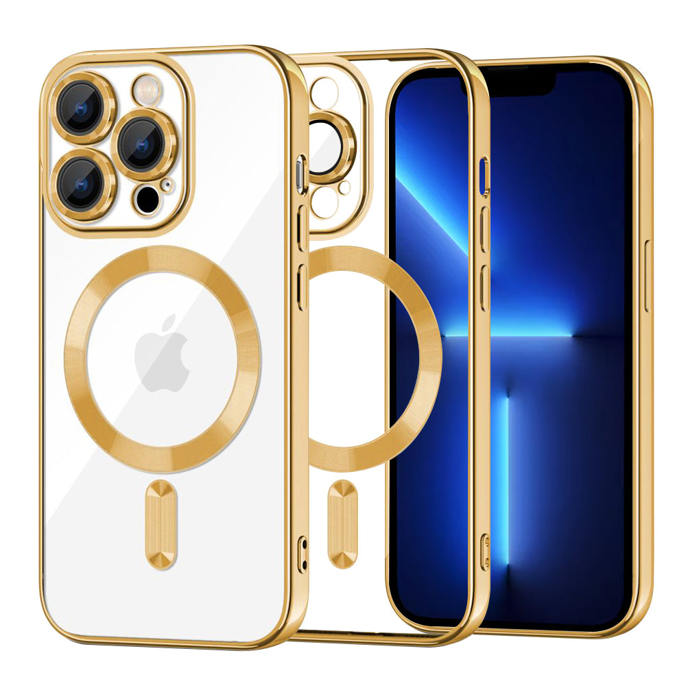 Θήκη MagSafe για Apple iPhone 13 Pro Max, Techsuit, Luxury Crystal, Χρυσή