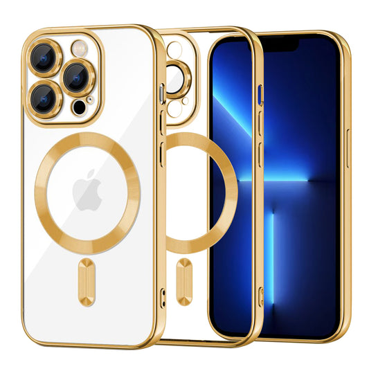 Θήκη MagSafe για Apple iPhone 13 Pro Max, Techsuit, Luxury Crystal, Χρυσή