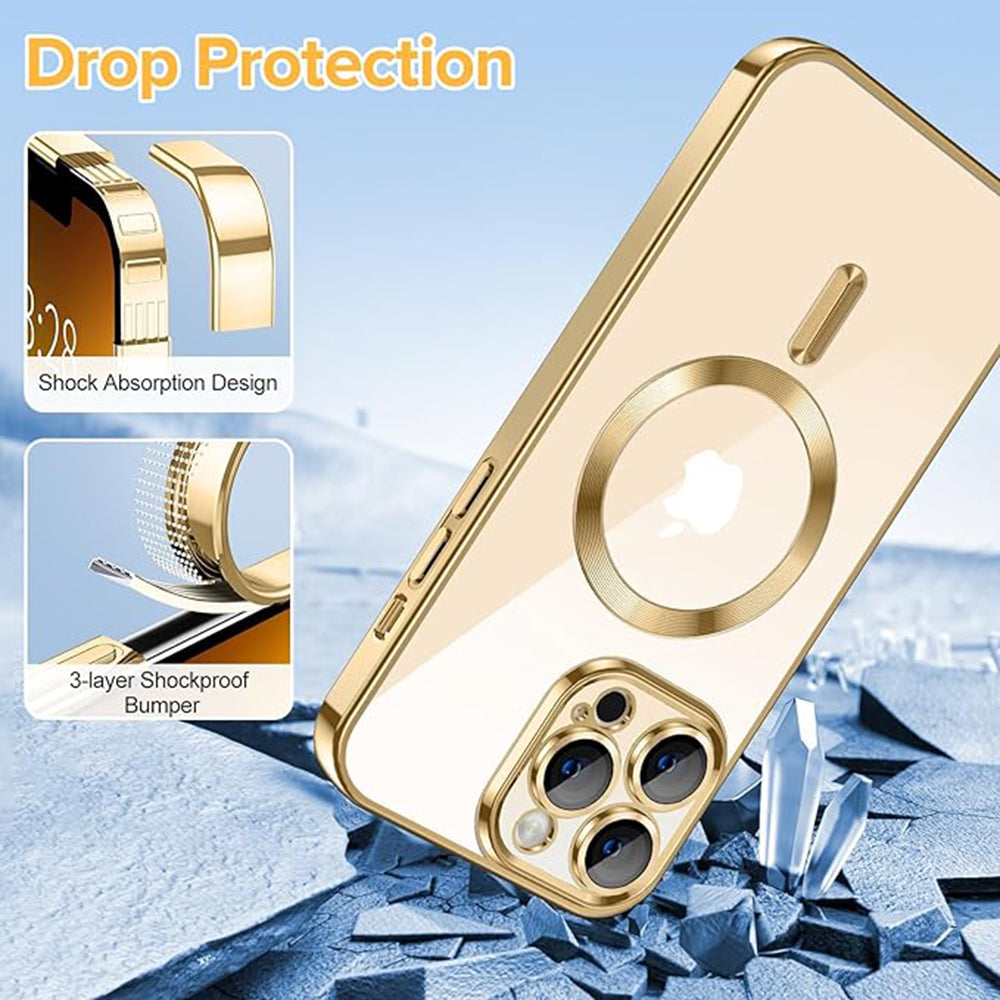 Θήκη MagSafe για Apple iPhone 13 Pro Max, Techsuit, Luxury Crystal, Χρυσή