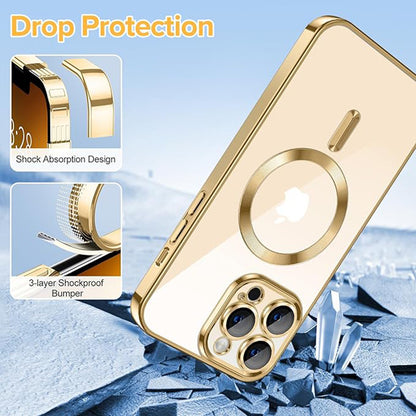 Θήκη MagSafe για Apple iPhone 13 Pro Max, Techsuit, Luxury Crystal, Χρυσή