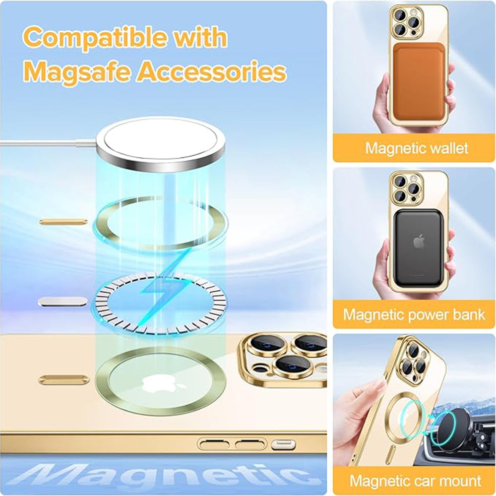 Θήκη MagSafe για Apple iPhone 13 Pro Max, Techsuit, Luxury Crystal, Χρυσή