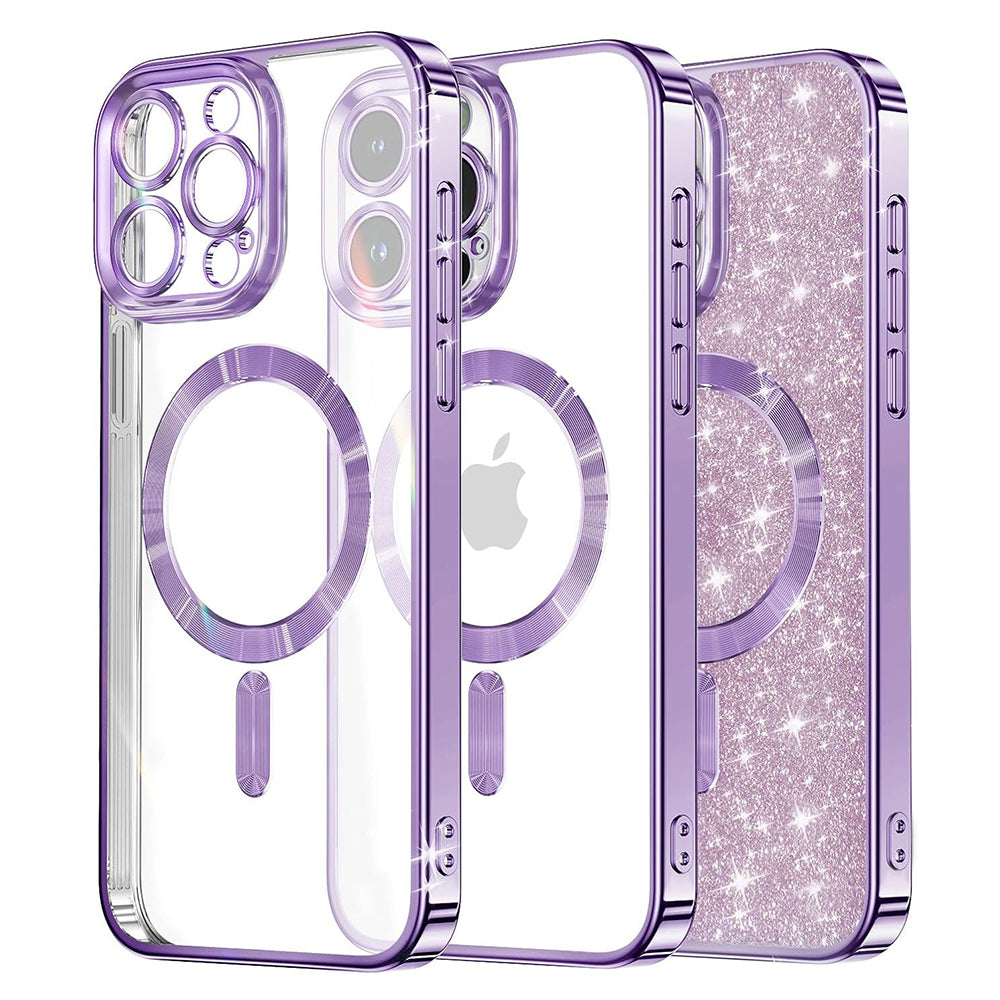 Θήκη MagSafe για Apple iPhone 13 Pro Max, Techsuit, Luxury Glitter, Ανοιχτό Μωβ