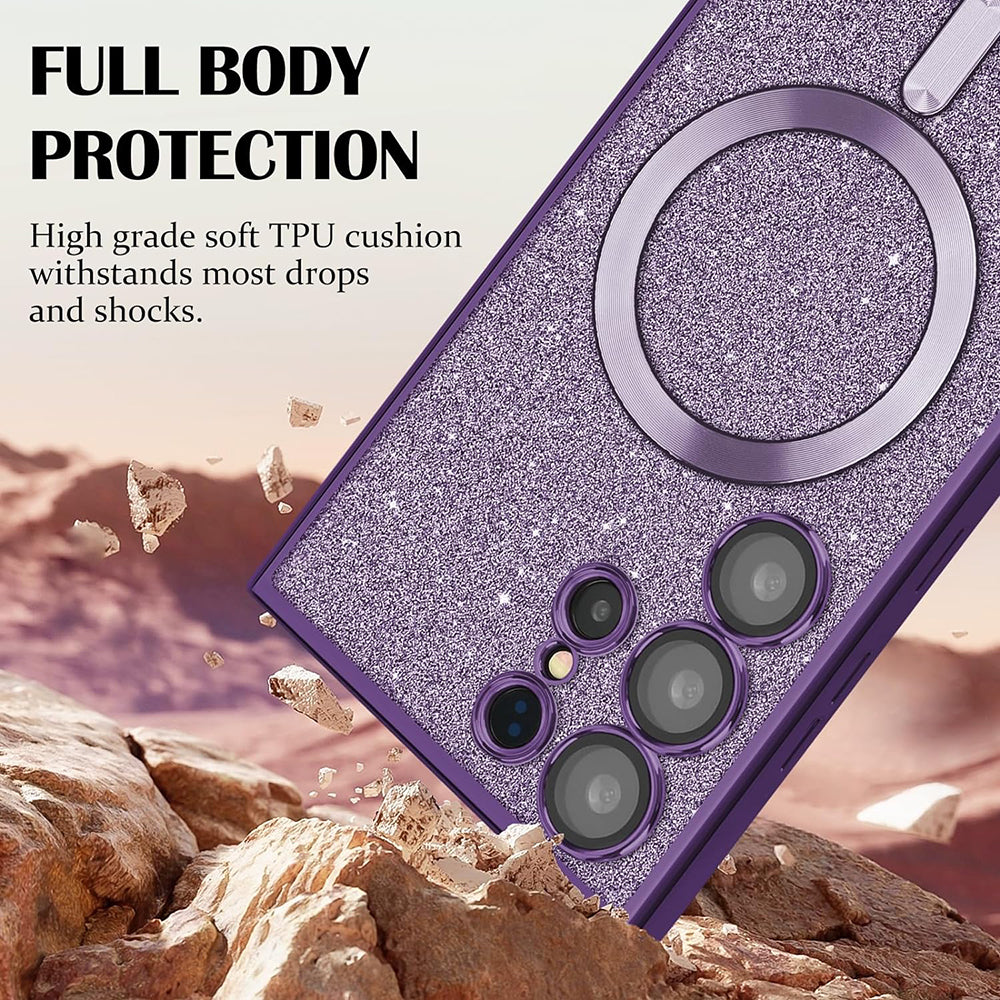Θήκη MagSafe για Apple iPhone 13 Pro Max, Techsuit, Luxury Glitter, Ανοιχτό Μωβ