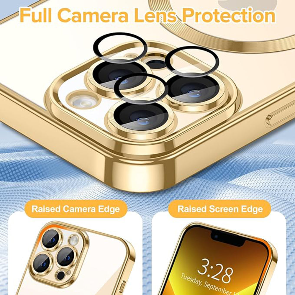 MagSafe Case for Apple iPhone 13 Pro, Techsuit, Luxury Crystal, Gold