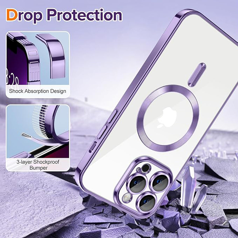 Θήκη MagSafe για Apple iPhone 13 Pro, Techsuit, Luxury Crystal, Ανοιχτό Μωβ