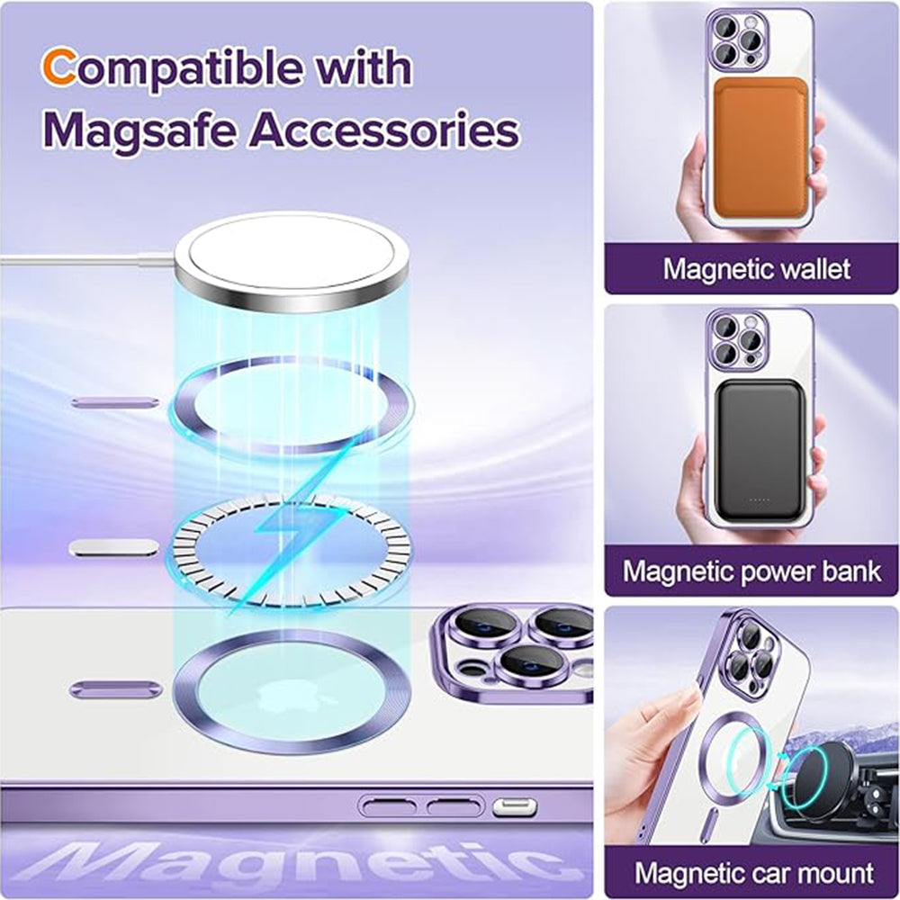 Θήκη MagSafe για Apple iPhone 13 Pro, Techsuit, Luxury Crystal, Ανοιχτό Μωβ